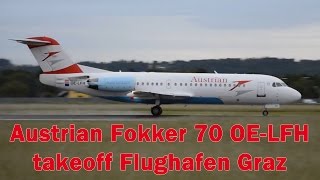 Austrian OS964 F70 takeoff Flughafen Graz  OELFH [upl. by Ahmar]