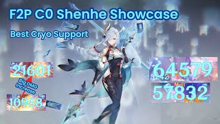 Best Cryo Support Shenhe  F2P C0 Shenhe Showcase and Build Guide  Genshin Impact [upl. by Eanad493]