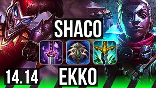 SHACO vs EKKO JGL  Rank 1 Shaco 2449 Godlike 35k DMG  NA Challenger  1414 [upl. by Guglielma267]