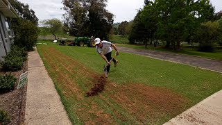 Topdressing and Levelling My Lawn With Sand Lawn Renovation Series [upl. by Carlita]