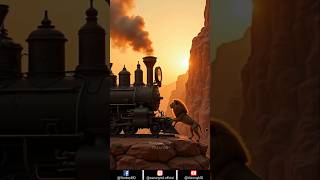 Desert Dominion Steam Locomotive and Lion Fusion at Sunset steamlocomotive aiart [upl. by Rafi]