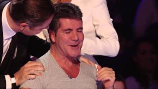 David saves Simon from choking  Britains Got More Talent 2014 [upl. by Bertasi]