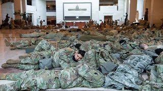 National Guard Troops Sleep on Floor of Capitol Building [upl. by Ecam]