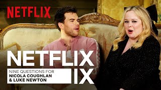 Nicola Coughlan amp Luke Newton on Funny Set Moments First Kisses and Being Besties  Netflix [upl. by Annahsat]