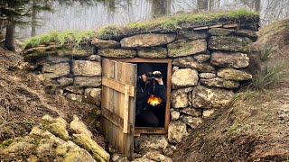 Building a secret survival dugout  Underground shelter made of stone [upl. by Bentley]