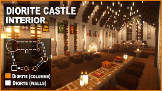 Minecraft How to decorate a Medieval Diorite Castle  Interior Design Tutorial [upl. by Aitnyc]