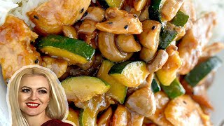 Copycat Panda Express Mushroom Chicken  Zucchini Stir Fry Recipe [upl. by Anahoj]