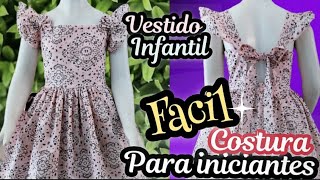 Como fazer vestido infantil FÁCIL DE FAZER PARA INICIANTES NA COSTURA costura [upl. by Adyahs]