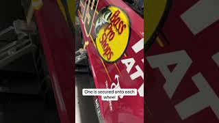 Here is how NASCAR race cars are secured in the hauler NASCAR hauler [upl. by Aicilihp419]