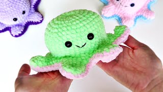 Crochet Octopus Double Sided  Double face octopus crochet  Reversible Plush octopus [upl. by Melvena]