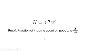 CobbDouglas Utility Fraction of Income Spent on Good X [upl. by Urbana720]