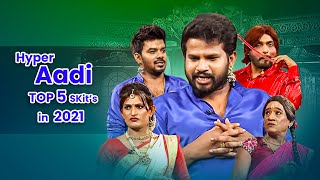 Hyper Aadi Top 5 Skits in 2021  Jabardasth  29th August 2023  Hyper Aadi Sudigali Sudheer [upl. by Ainavi528]