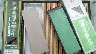 Sharpening stones Naniwa chosera 400 grit vs Naniwa superstone 220 grit [upl. by Gerrie121]