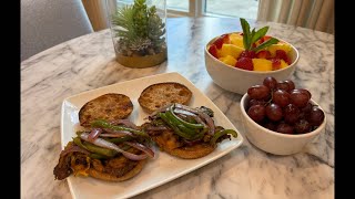 “Live Mukbang English Muffin Breakfast Sandwich w Blackened Oyster Mushrooms Fruit amp Apple Cider” [upl. by Saidel626]