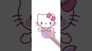 How to Draw Hello Kitty Mermaid Simple drawing for kids sanriocharacters [upl. by Pinkerton496]