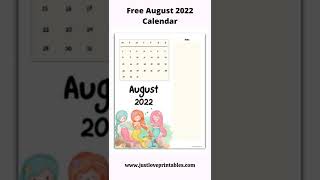 Free August 2022 Calendar printable calendar [upl. by Ecirtap]