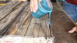 DIY Farmhouse Dining Table w Epoxy Inlays Using Reclaimed Barnwood [upl. by Hart]