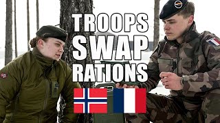 French 🇫🇷 and Norwegian 🇳🇴 soldiers swap mealsreadytoeat rations 🍽 [upl. by So512]