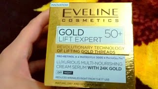 Eveline Cosmetics Gold Lift Expert 50 Antiaging cream Serum Review for glowing wrinkle free skin [upl. by Nailij386]