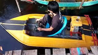 DIY water jet boat test run [upl. by Yelad]