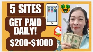 5 Websites That Will Pay You DAILY Within 24 Hours in 2024 Easy Work At Home Jobs [upl. by Noemad]