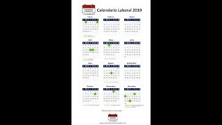 Calendario Laboral 2019  Festivos nacionales 2019 [upl. by Newton]