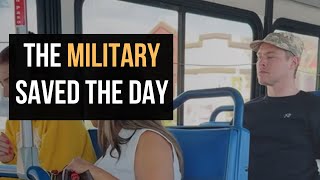 Military saves girl on bus🤔🎖️🪖 [upl. by Ayisan]