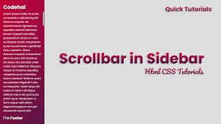 How to Add Scrollbar in Sidebar using HTML and CSS  Sidebar Scroll CSS codehal [upl. by Neenej]