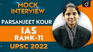 Parsanjeet Kour IAS Rank11  UPSC CSE 2022  English Medium  Drishti IAS English [upl. by Monney]