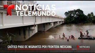 ÚLTIMA HORA desde la frontera de México sobre la caravana de migrantes hondureños  Noticias Telemu [upl. by Orv]