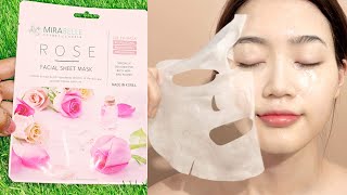 Rose facial sheet mask benefits and review  Korean facial sheet mask  Facial sheet mask unboxing [upl. by Yaya]