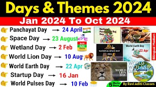 Days and Themes 2024 Current Affairs  Jan to Oct 2024  Important Days and Themes 2024  GK Trick [upl. by Harat374]