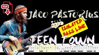 Jaco Pastorius  Teen Town 🔴Isolated Bass Tabs  Notation ChamisBass jacopastoriusbass [upl. by Hobbie]