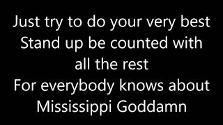 Nina Simone Mississippi Goddamn Lyrics [upl. by Gillett992]