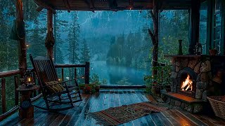 Sitting On The Porch On A Stormy Day Heavy Rain and Fireplace Sounds To Sleep Relax Rest Study [upl. by Rodolfo848]