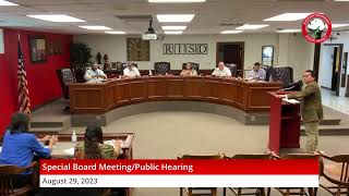 Special Board Meeting  Public Hearing  August 29 2023 [upl. by Dorcia]