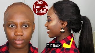 HOW TO Install 360 LACE FRONTAL WIG  BACK Application  Stocking Cap Method  NO GLUE [upl. by Maccarthy827]