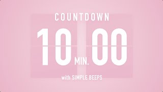 10 Min Countdown Flip Clock Timer  Simple Beeps 🌸🔔 [upl. by Lansing]