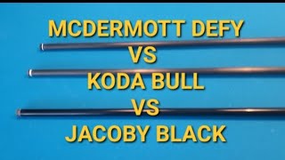 I review the Mcdermott Defy vs Kosa Bull vs Jacoby Black carbon fiber shafts [upl. by Trista]