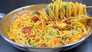 Garnelen Knoblauch Spaghetti – schnelles einfaches und unglaublich leckeres Rezept Zum Abendessen [upl. by Segroeg]