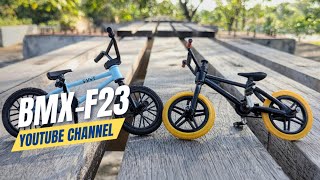 riding a finger bmx ramp wooden chair in the park finger bike tricks  tech deck bmx  bmx jumps [upl. by Lekzehcey898]