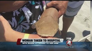 Woman goes to hospital with shark attached to arm [upl. by Oguh666]