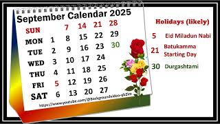 September Calendar 2025 septembercalender2025 [upl. by Enad]