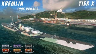 Kremlin  Soviet Battleships 100k Damage  World of Warships Blitz gameplay [upl. by Langley319]