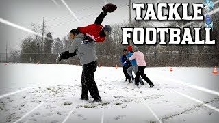 BACK YARD TACKLE FOOTBALL IN THE MIDDLE OF A SNOW STORM [upl. by Fulks]