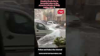 Massive floods due to torrential rains on the street in Acireale of Sicily region Italy 🇮🇹 [upl. by Amaryllis488]