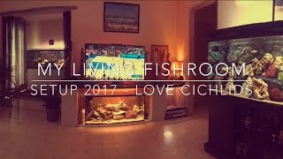 My living fishroom  setup 2017  Love cichlids  1080 HD [upl. by Allegra154]