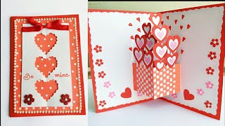 DIY Valentine Pop Up CardHow to make Pop Up Card for Valentine [upl. by Alika]