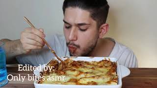 Dublr asmr  asmr cheesy lasagna  only bites [upl. by Eynttirb]