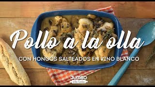 Pollo a la olla con hongos salteados en vino blanco [upl. by Llerral]